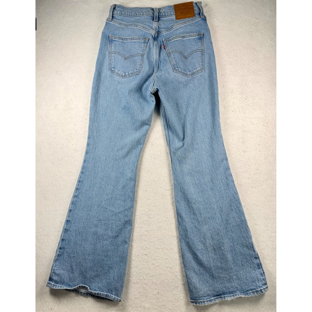 Levis 70s High Flare Jeans Light Wash Distressed Denim Size 26 Retro High Rise - Picture 6 of 7